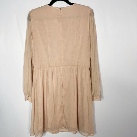 New Urban Outfitters Pins and Needles 12 Cream Black Lace Trim Long Sleeve Dress - Picture 2 of 12